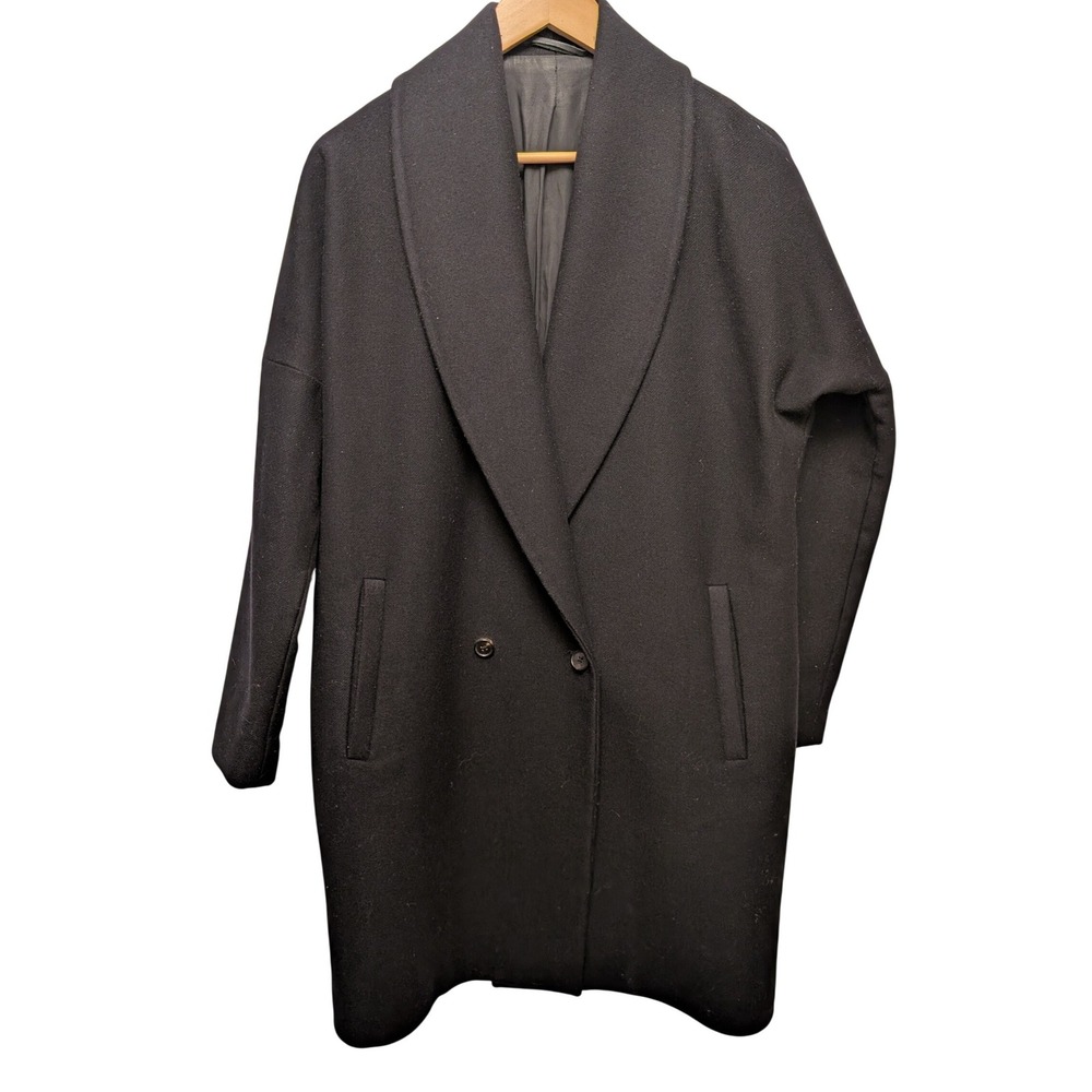 AllSaints Klein Coat Wool Shawl Collar Double Breasted Jacket Minimalist Chic 6